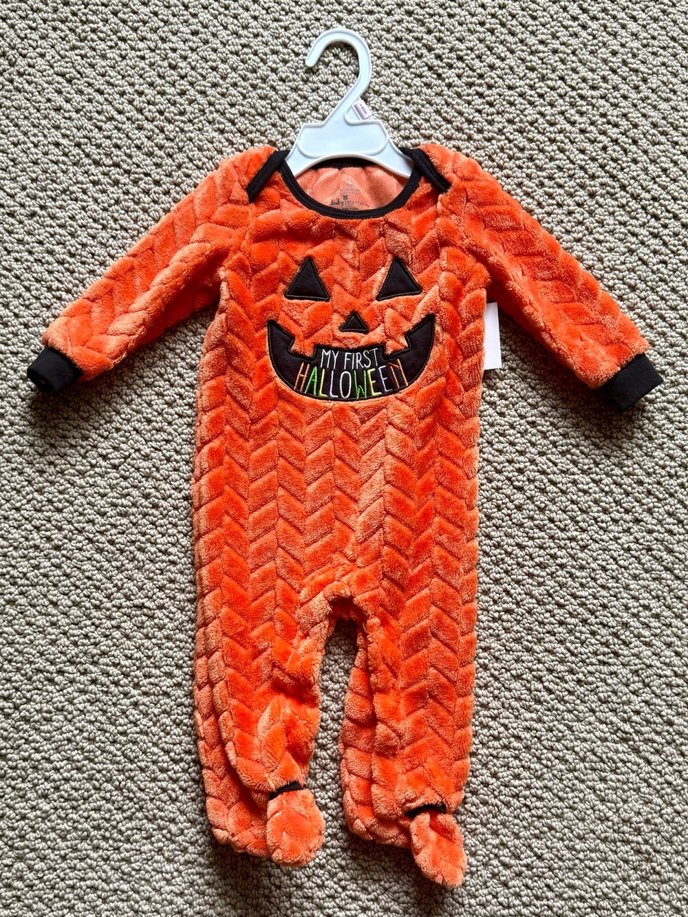 *NWT* Baby Starters Plush 'My First Halloween' Pumpkin Footed Romper, Size 9M